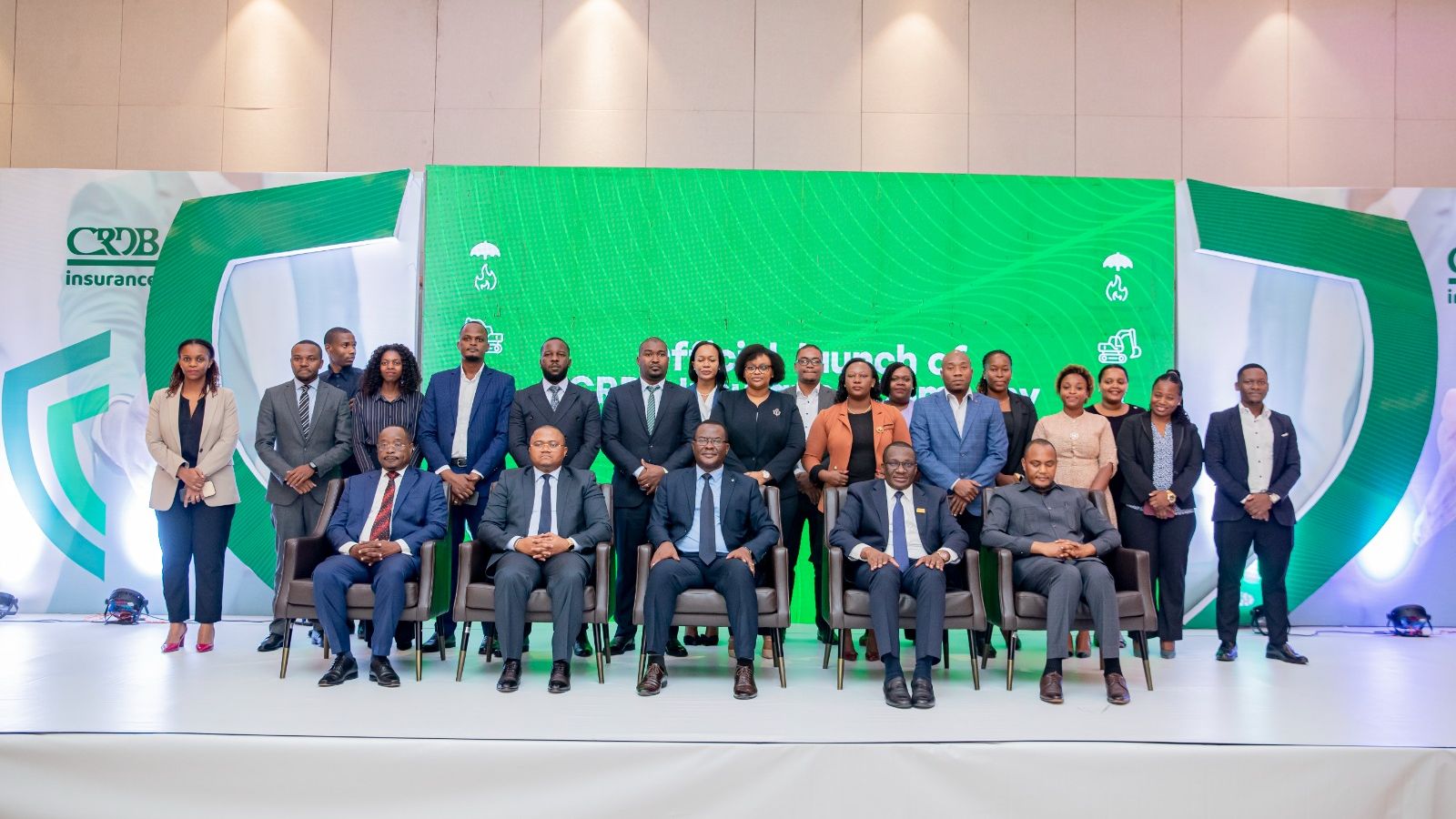 Large team photo at company event